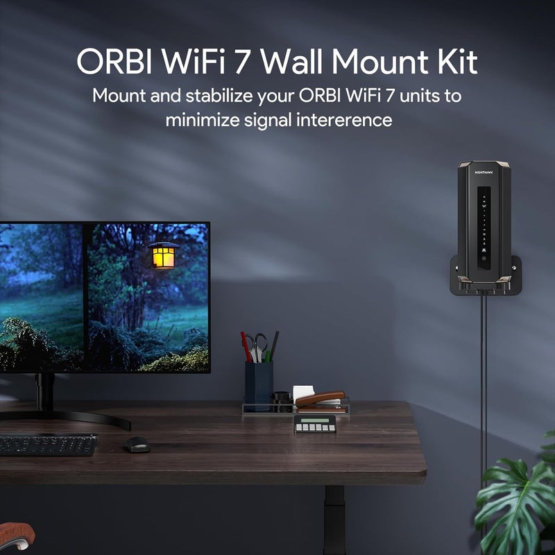SURVADV Wall Mount for Orbi WiFi 7 Router - Compatible with Orbi 970, 870, 770 Series & Nighthawk Wi-Fi 7 Mesh Systems, Orbi Secure Bracket Holder for Save Space & Boost Signal (RBEWMB-10000S) (Black, 1-Pack) - Image 2